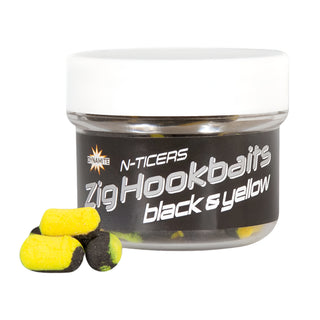 Dynamite N-Ticers Zig Hookbaits Black & Yellow 12 x 6mm
