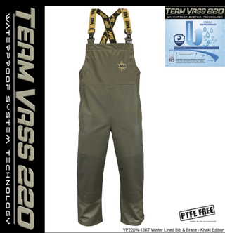 Team Vass 220 Winter Lined Bib & Brace - Waterproof - Khaki Edition
