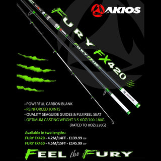 AKIOS Fury FX 420m Beachcaster Surf Fishing Rod