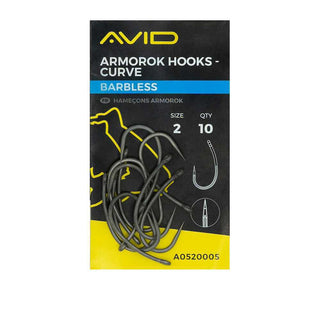 Avid Carp Armorok Hooks- Curve Size 6 Barbless 5 x 10 Packs