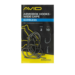 Avid Carp Armorok Hooks- Wide Gape Size 6 Barbless 5 x 10 Packs