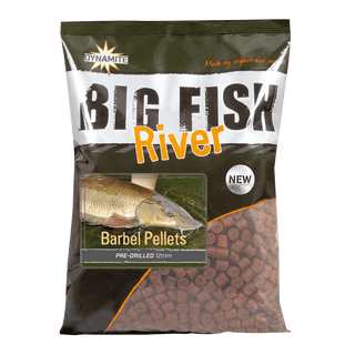 Dynamite Baits Big Fish River Shrimp & Krill Barbel Pellets (Pre-drilled) 1.8kg