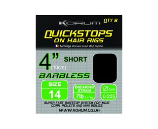 Korum Quickstops on Hair Rigs 4in. Barbless