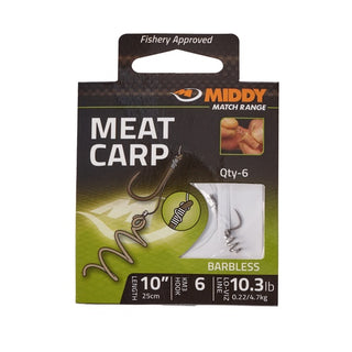 Middy Meat Carp Hooks To Nylon