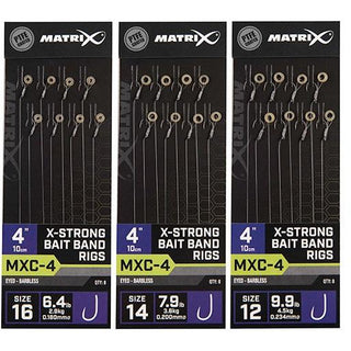 Matrix MXC-4 X-Strong Bait Band Rigs 10cm/4in. - Taskers Angling
