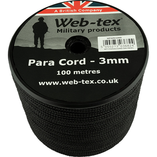 Web-Tex Paracord On A Reel Black 100m