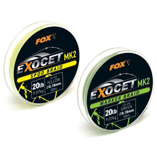 Fox Exocet MK2 Marker Braid 20lbx300m Green - Taskers Angling